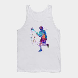 Lacrosse Boy Watercolor Silhouette Painting Tank Top